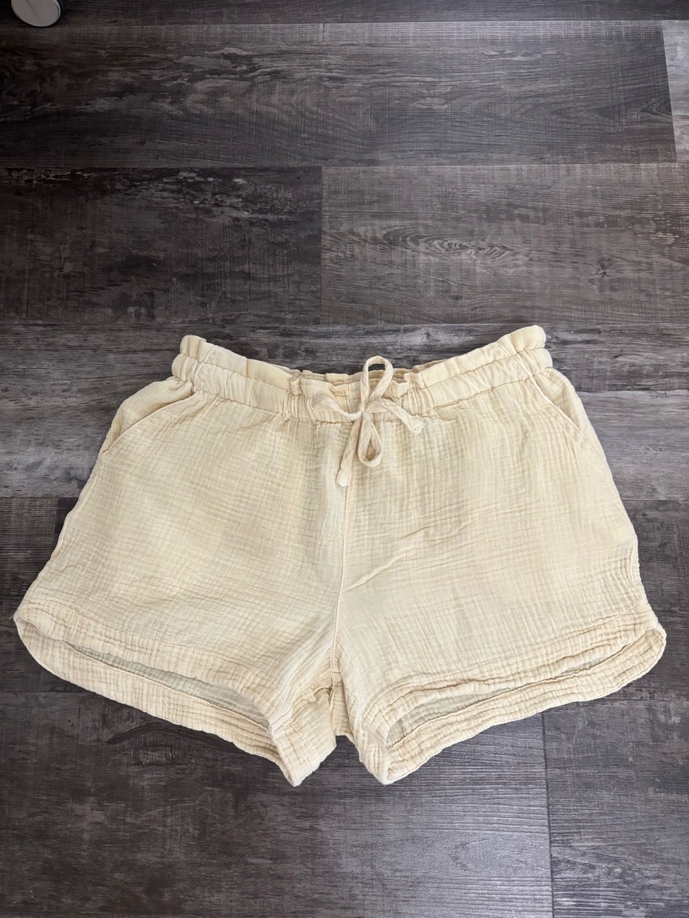 Thread & Supply Cream Drawstring Gauze Athletic Shorts